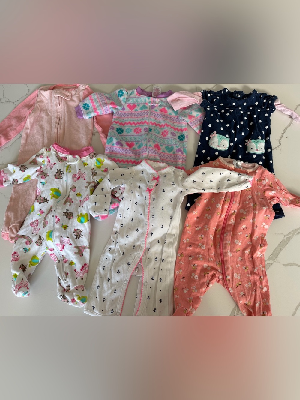 6 Newborn Girl Onesies